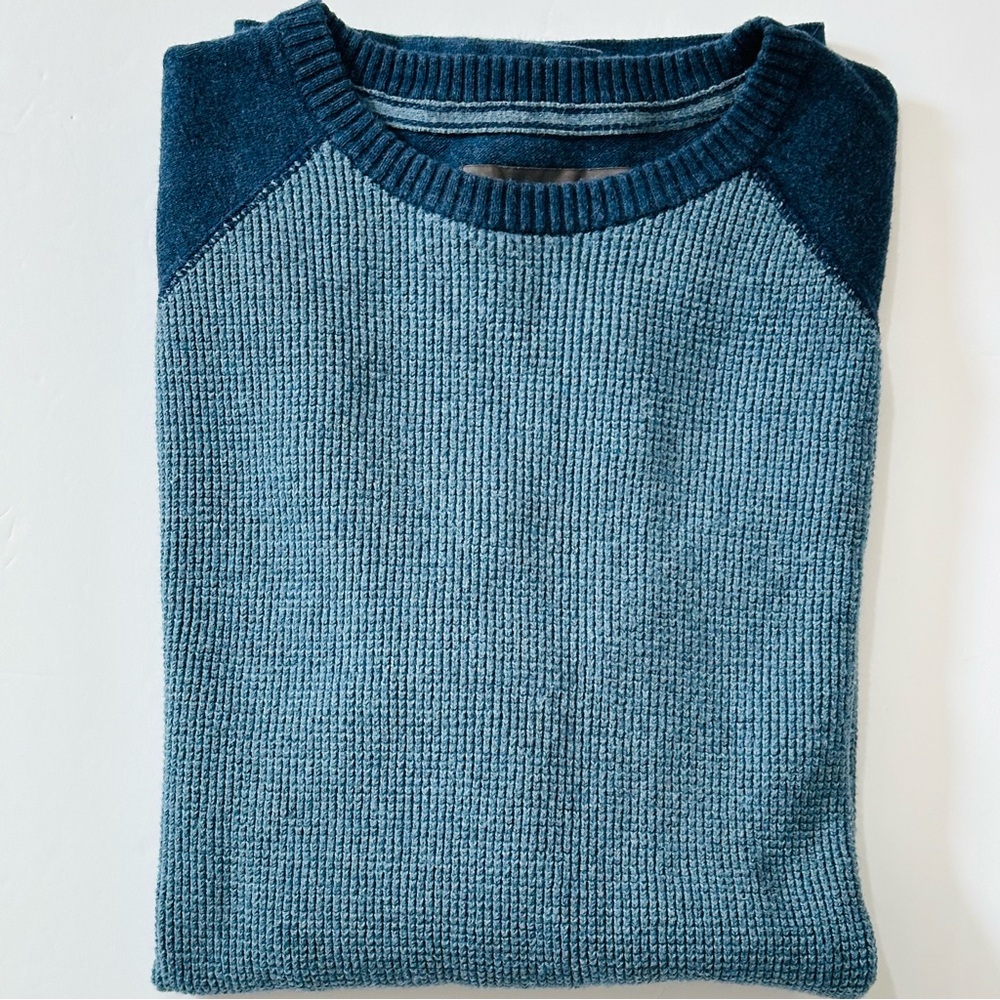 Eddie Bauer Wool Blend Sweater Men’s XL Blue Merino Color block